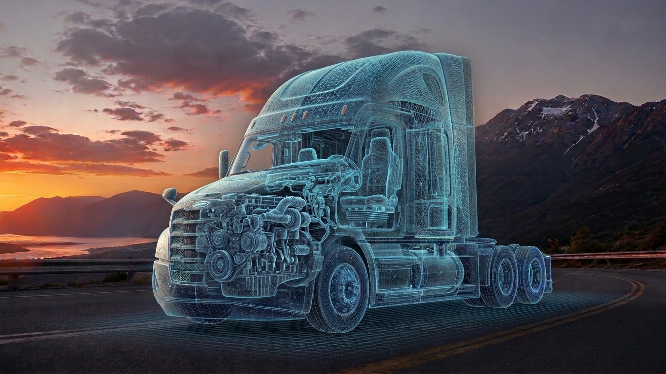 X-ray scan reveal of the Chase Logistics truck's engine and internal engineering